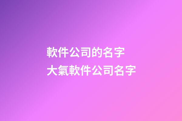 軟件公司的名字 大氣軟件公司名字